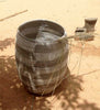 sen10u Silver & White Chevron Medium Traditional Hamper Storage Basket | Senegal Fair Trade by Swahili Imports