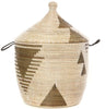 sen13a Black & White Tribal Design Traditional Laundry Hamper Storage Basket | Senegal Fair Trade by Swahili Imports