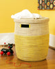 sen15i Lemon Dipped Two-Tone Medium Peace Corps Lidded Hamper Basket | Senegal Fair Trade by Swahili Imports