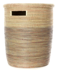 sen15j Sterling Dipped Two-Tone Medium Peace Corps Lidded Hamper Basket | Senegal Fair Trade by Swahili Imports