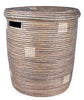 sen15l Silver with White Dots Medium Peace Corps Lidded Hamper Basket | Senegal Fair Trade by Swahili Imports