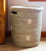 sen15l Silver with White Dots Medium Peace Corps Lidded Hamper Basket | Senegal Fair Trade by Swahili Imports