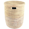 sen15n Vanilla Dipped Two-Tone Medium Peace Corps Lidded Hamper Basket | Senegal Fair Trade by Swahili Imports
