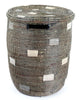 sen15w Black with Silver & White Dots Medium Peace Corps Lidded Hamper Basket | Senegal Fair Trade by Swahili Imports