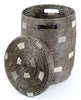 sen15w Black with Silver & White Dots Medium Peace Corps Lidded Hamper Basket | Senegal Fair Trade by Swahili Imports