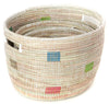 sen24q White with Rainbow Dots Set of 3 Open Nesting Knitting Sewing Baskets | Senegal Fair Trade by Swahili Imports