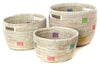 sen24q White with Rainbow Dots Set of 3 Open Nesting Knitting Sewing Baskets | Senegal Fair Trade by Swahili Imports