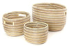 sen24r Silver Cream & White Stripe Set/3 Open Nesting Knitting Sewing Baskets | Senegal Fair Trade by Swahili Imports