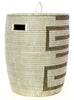 sen40c White & Black Kumba Medium Sahara Woven Laundry Hamper Basket | Senegal Fair Trade by Swahili Imports