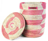 sen40m Pink & White Chevron Medium Sahara Woven Laundry Hamper Basket | Senegal Fair Trade by Swahili Imports