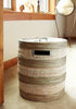 sen40p Silver & White Stripe Medium Sahara Woven Laundry Hamper Basket | Senegal Fair Trade by Swahili Imports