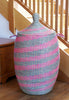 sen49t Pink & Silver Spiral Extra Large Traditional Laundry Hamper Basket | Senegal Fair Trade by Swahili Imports