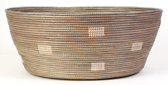 sen56h Silver with White Dots Large Open Storage Hand Woven Laundry Basket | Senegal Fair Trade by Swahili Imports