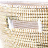 sen56i White with Silver Dots Large Open Storage Hand Woven Laundry Basket | Senegal Fair Trade by Swahili Imports
