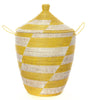 sen59d Yellow & White Mixed Pattern Set of 3 Traditional Storage Baskets | Senegal Fair Trade by Swahili Imports