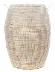 sen70c White Large Bongo Laundry Hamper Storage Basket | Senegal Fair Trade by Swahili Imports