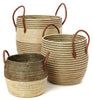 sen74g Brown & Beige Mixed Pattern Set of 3 Nesting Storage Baskets | Senegal Fair Trade by Swahili Imports