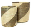 sen79g Brown & Cream Swirl Set of 2 Open Nesting Storage Baskets | Senegal Fair Trade by Swahili Imports