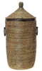 sen80g Black Set of 3 Traditional Hamper Storage Baskets with Black Leather Trim | Senegal Fair Trade by Swahili Imports