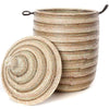 sen90a Black Silver & White Stripe Large Traditional Laundry Hamper Storage Basket | Senegal Fair Trade by Swahili Imports